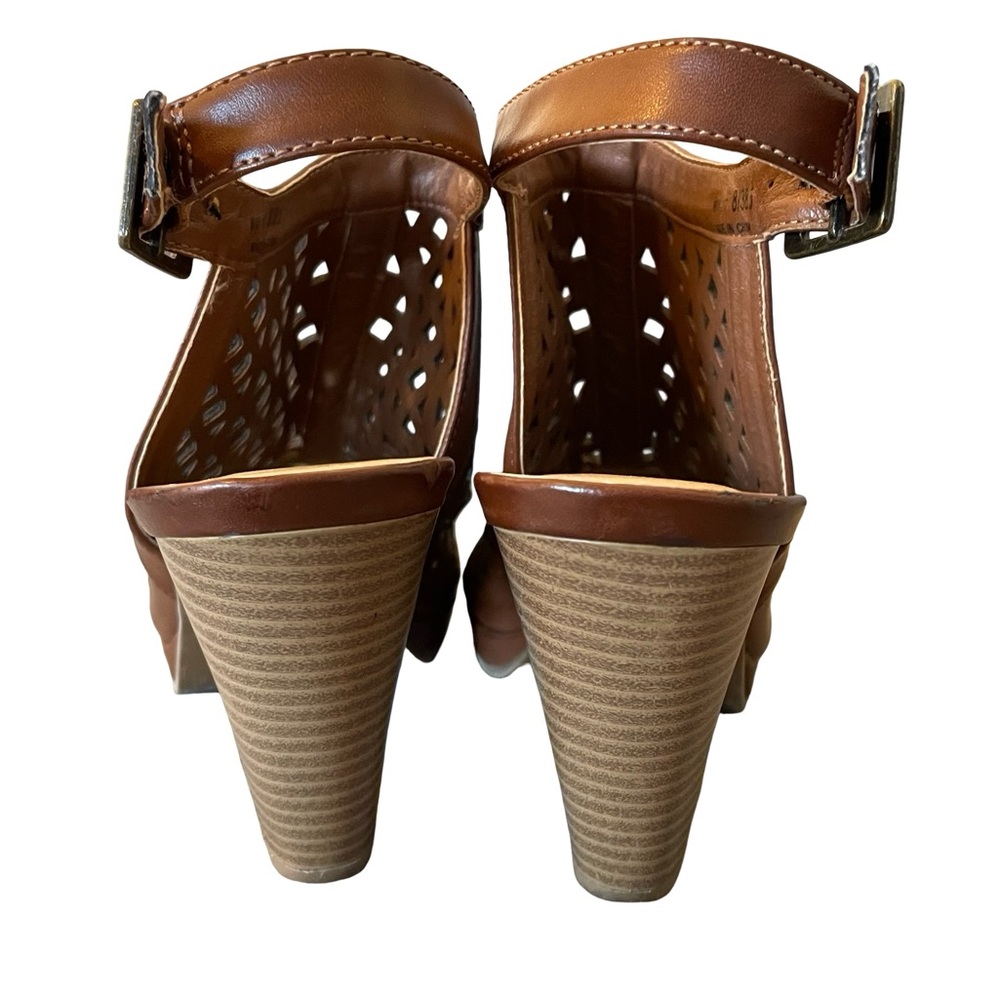CL By Laundry Women's Peep Toe Brown Sandals Size 8 - Picture 3 of 6